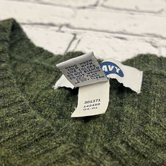 Old Navy 100% Lambswool V Neck Grandpa Sweater Vest Men's Size M Green - Picture 6 of 10